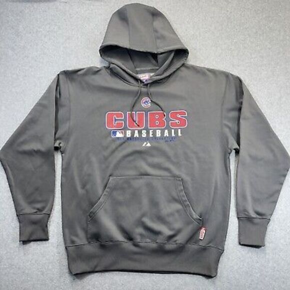 Chicago Cubs Majestic Hoodie Mens L Large Gray 2009 MLB Authentic Therma Base - Picture 2 of 10